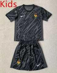 2024-2025 France Goalkeeper Black&Gray Kids/Youth Soccer Uniform-AY