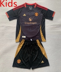 2024-2025  Manchester United Black Kids/Youth Soccer Uniform-AY