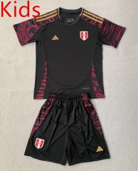 2024-25 Peru Away Black kids  Soccer Uniform-AY