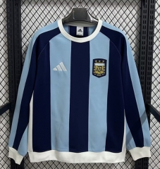 (M-4XL) 25-26 Argentina Blue&Black Striped Thailand Soccer Tracksuit-7209